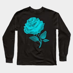 Bright Blue Rose of Hope Long Sleeve T-Shirt